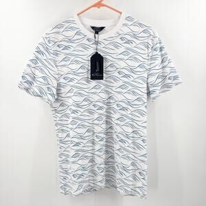 Ben Sherman Shirt Men's Size Small NWT Short Sleeve T-Shirt White Blue Wave